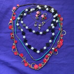 Coral teal black white gold necklace bundle 2016 inspired lot of jewelry